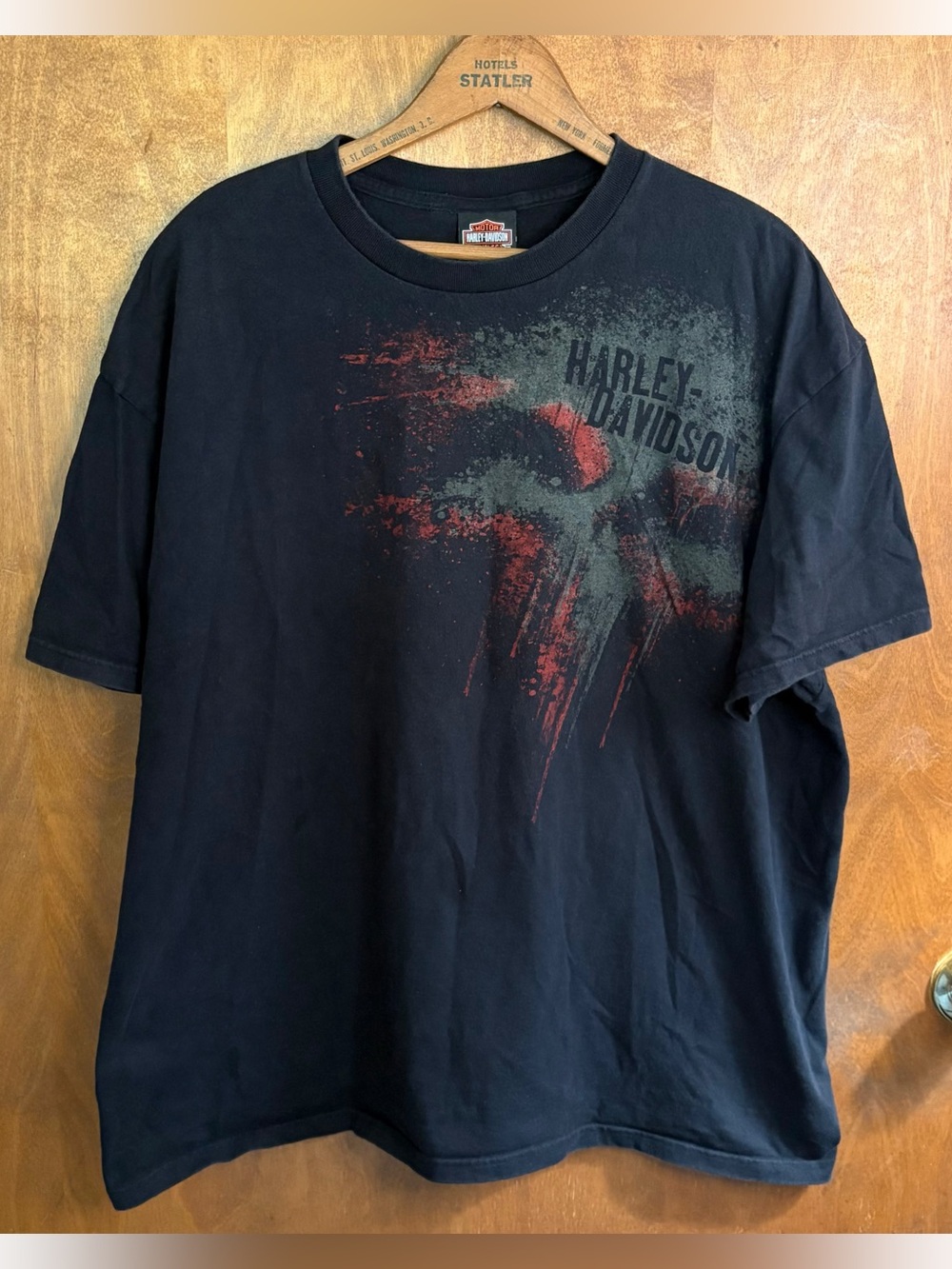 Vintage Y2K Harley Davidson Black Skull Florida T-Shirt 2X Goth Grunge Tee Punk